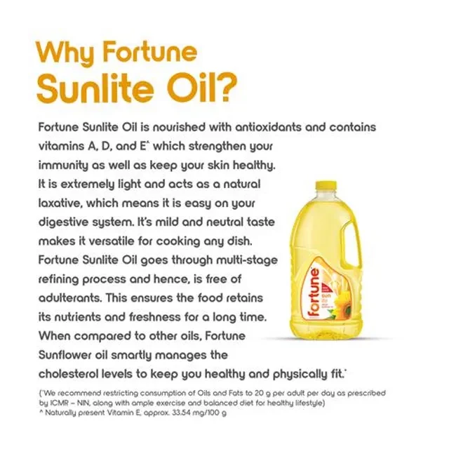 Fortune Sunlite - Refined Sunflower Oil, 2 L Pet Bottle-7.webp